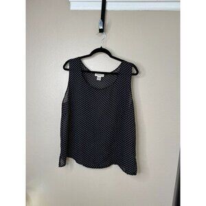 Notations Women's Black Sleeveless Blouse Size 1X polka dot‎ pull on polyester